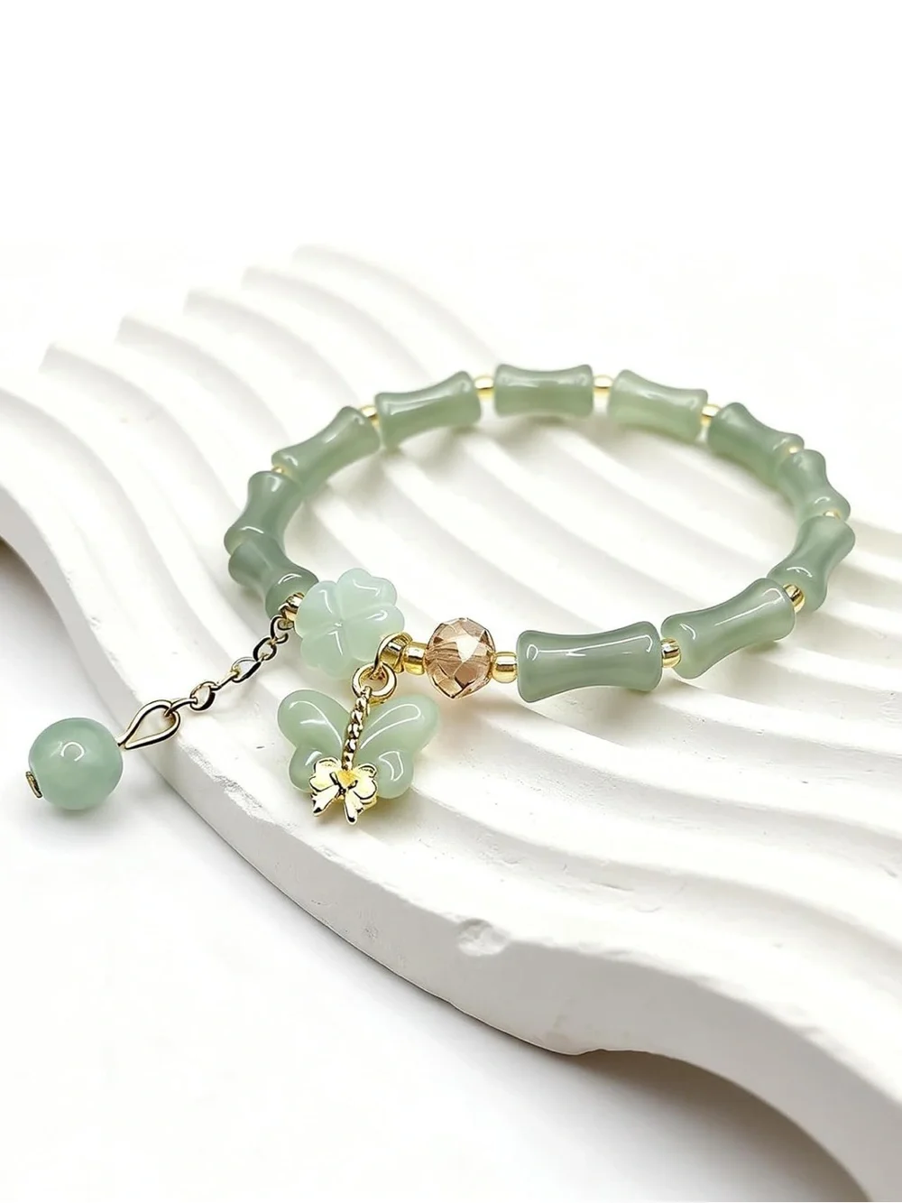 🆕New Green Jade Feng Shui Bracelet -Good Luck Chinese Blessing